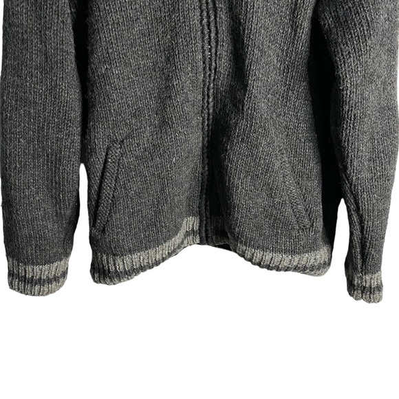 Ark Imports Men's Gray Full Zip 100% Wool Knit Hooded Jacket - Picture 3 of 9